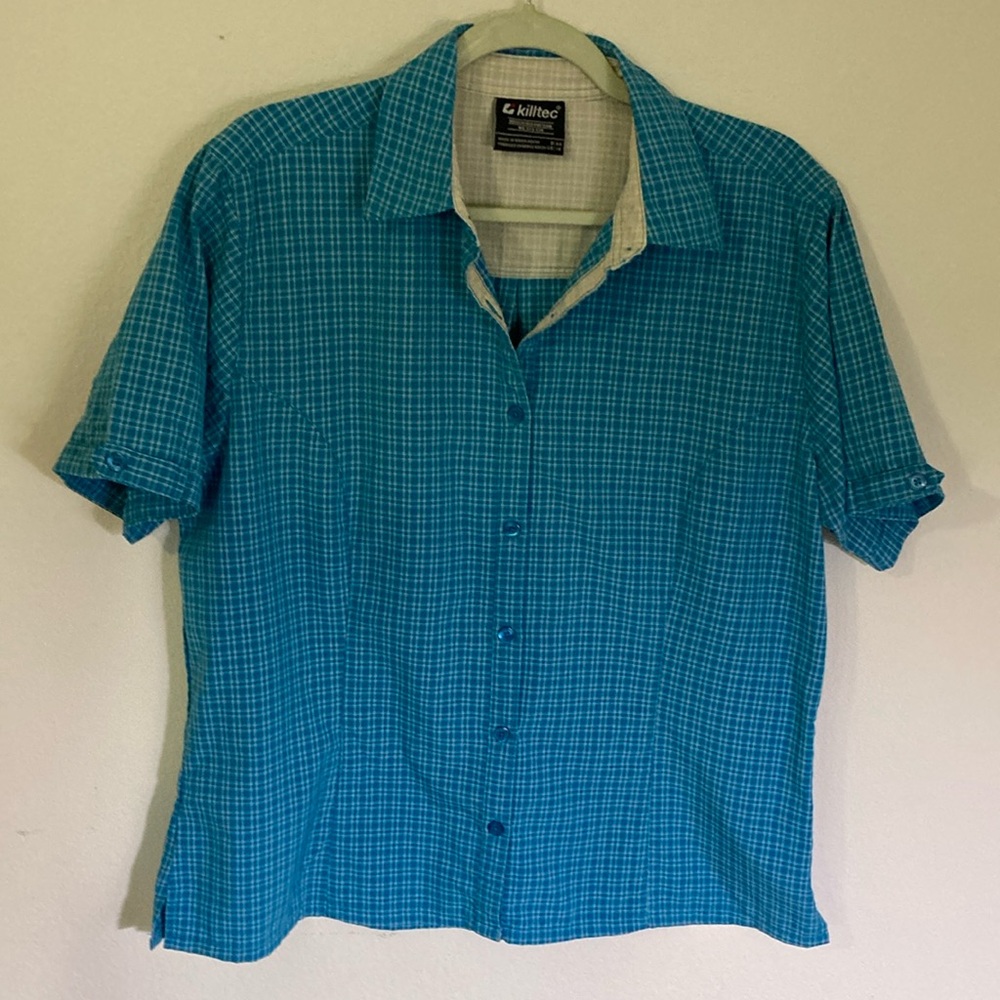 Killtec Women’s Blue Checkered Shirt size 14 sleeved  shirt. Made in Bangladesh